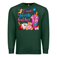 Sports Green Cupid's Favorite Teacher Valentine's Day Frappe Premium Sweatshirt - FaDigitalArtStudio