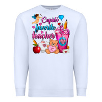 White Cupid's Favorite Teacher Valentine's Day Frappe Premium Sweatshirt - FaDigitalArtStudio