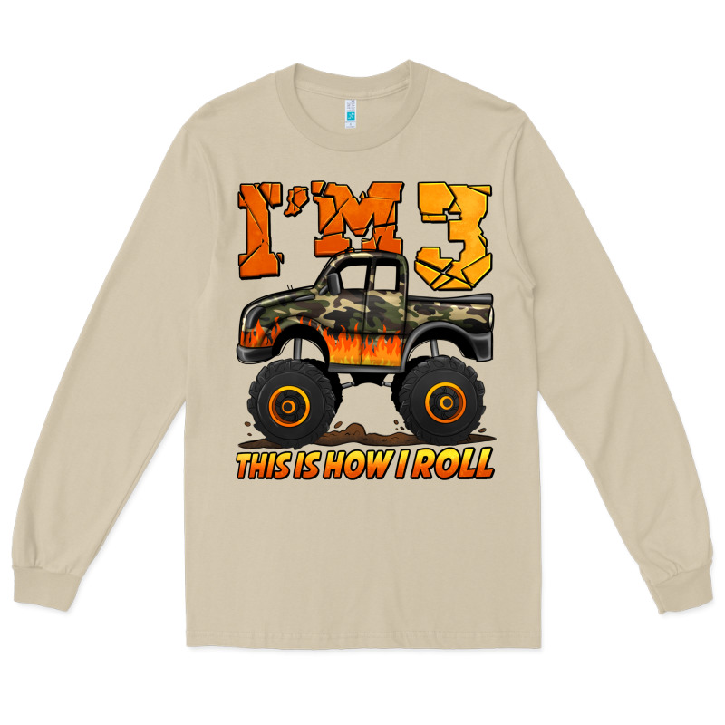 I'm Three This Is How I Roll Monster Truck Birthday Long Sleeve Tee by Jasminsmagicworld | Teevron