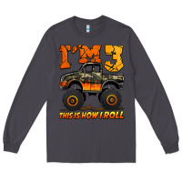 Smoke i'm three this is how i roll monster truck birthday Long Sleeve Tee - Jasminsmagicworld