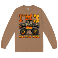 Toasted Coconut i'm three this is how i roll monster truck birthday Long Sleeve Tee - Jasminsmagicworld