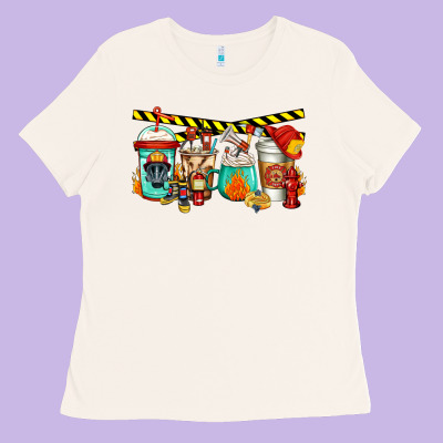 Firefighter Coffee Ladies Tee Designed By Jasminsmagicworld