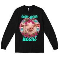 Black bless your heart pig Long Sleeve Tee - RanaPortraitStore