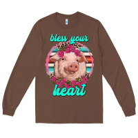 Chestnut bless your heart pig Long Sleeve Tee - RanaPortraitStore