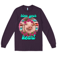 Plum bless your heart pig Long Sleeve Tee - RanaPortraitStore