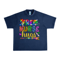 Navy Free Nurse Hugs Pride LGBTQ+ Urban Heavy Tee - BundleAndBundleShop