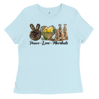 Baby Blue Peace Love Meerkats Ladies Tee - LillyAllenDesigns