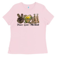 Bubblegum Pink Peace Love Meerkats Ladies Tee - LillyAllenDesigns
