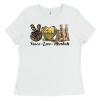 White Peace Love Meerkats Ladies Tee - LillyAllenDesigns