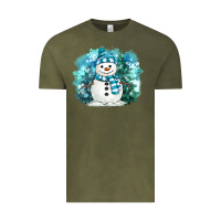Vintage Olive winter snowman Vintage Tee - MaliasSmallBusiness