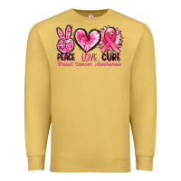 Antique Gold Peace love cure Breast Cancer Awareness Premium Sweatshirt - FaDigitalArtStudio