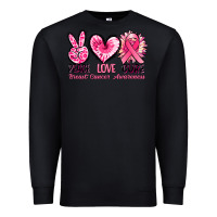 Black Peace love cure Breast Cancer Awareness Premium Sweatshirt - FaDigitalArtStudio