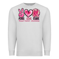 Dove Grey Peace love cure Breast Cancer Awareness Premium Sweatshirt - FaDigitalArtStudio
