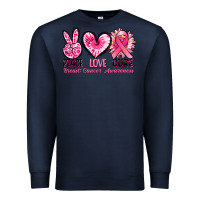 Navy Peace love cure Breast Cancer Awareness Premium Sweatshirt - FaDigitalArtStudio