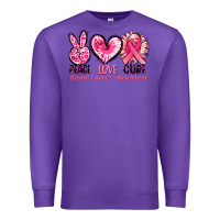 Purple Peace love cure Breast Cancer Awareness Premium Sweatshirt - FaDigitalArtStudio
