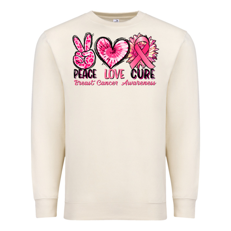 Peace Love Cure Breast Cancer Awareness Premium Sweatshirt by FaDigitalArtStudio | Teevron