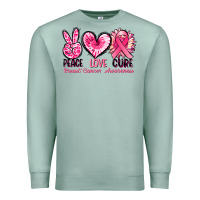 Seafoam Peace love cure Breast Cancer Awareness Premium Sweatshirt - FaDigitalArtStudio