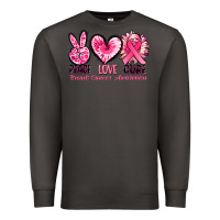 Smoke Peace love cure Breast Cancer Awareness Premium Sweatshirt - FaDigitalArtStudio