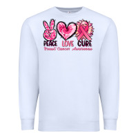 White Peace love cure Breast Cancer Awareness Premium Sweatshirt - FaDigitalArtStudio