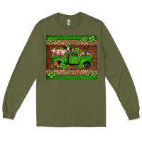 Army Green st Patricks farm animals truck Long Sleeve Tee - Jasminsmagicworld