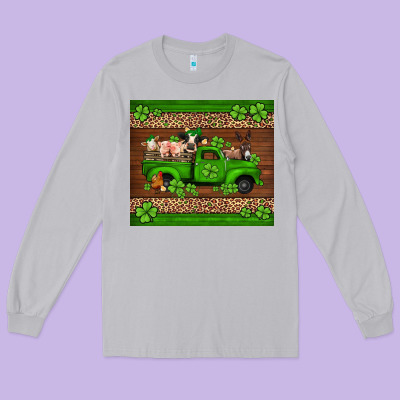St Patricks Farm Animals Truck Long Sleeve Tee Designed By Jasminsmagicworld