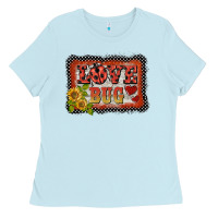 Baby Blue ladybug  love bug backround Ladies Tee - BarkalooDesign