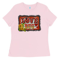 Bubblegum Pink ladybug  love bug backround Ladies Tee - BarkalooDesign