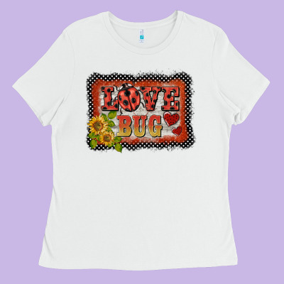 Ladybug  Love Bug Backround Ladies Tee Designed By Barkaloodesign