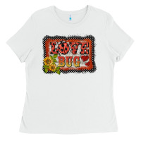 White ladybug  love bug backround Ladies Tee - BarkalooDesign