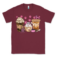 Burgundy cat coffee cups with paw bbs Classic Tee - BundleAndBundleShop