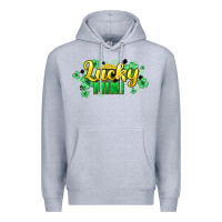 Heather Grey lucky mini st patricks Premium Hoodie - HowdyJamesFarm