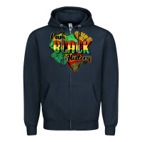 Navy i am black history Zipper Hoodie - CowGirlArtShop