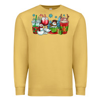 Antique Gold christmas snowman coffee cups Premium Sweatshirt - OliviaCreatesArt