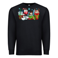 Black christmas snowman coffee cups Premium Sweatshirt - OliviaCreatesArt