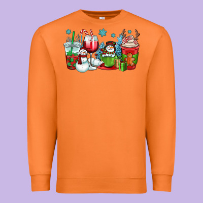 Christmas Snowman Coffee Cups Premium Sweatshirt Designed By Oliviacreatesart