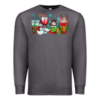 Charcoal Heather christmas snowman coffee cups Premium Sweatshirt - OliviaCreatesArt