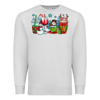 Dove Grey christmas snowman coffee cups Premium Sweatshirt - OliviaCreatesArt