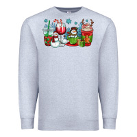 Heather Grey christmas snowman coffee cups Premium Sweatshirt - OliviaCreatesArt