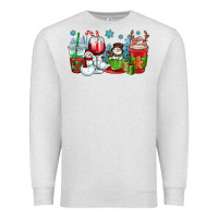 Oatmeal Heather christmas snowman coffee cups Premium Sweatshirt - OliviaCreatesArt