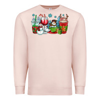 Pale Pink christmas snowman coffee cups Premium Sweatshirt - OliviaCreatesArt