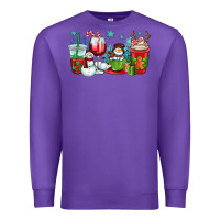 Purple christmas snowman coffee cups Premium Sweatshirt - OliviaCreatesArt