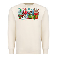 Sandshell christmas snowman coffee cups Premium Sweatshirt - OliviaCreatesArt