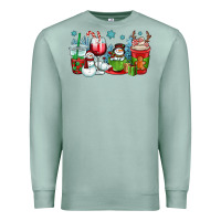 Seafoam christmas snowman coffee cups Premium Sweatshirt - OliviaCreatesArt