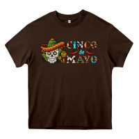 Chocolate Brown cinco de mayo skull Heavy Core Tee - BarkalooDesign
