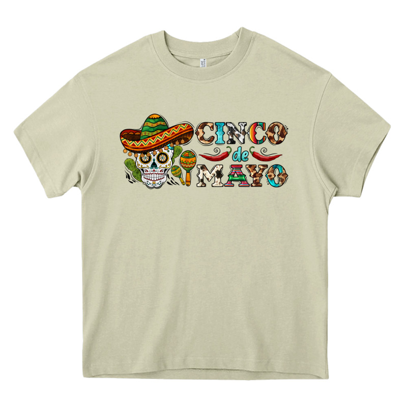 Cinco De Mayo Skull Heavy Core Tee by BarkalooDesign | Teevron