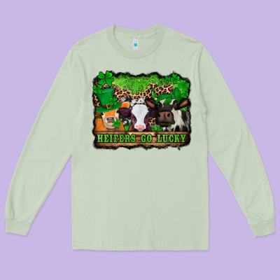 St Patricks Cows Heifers Go Lucky Long Sleeve Tee Designed By Jasminsmagicworld