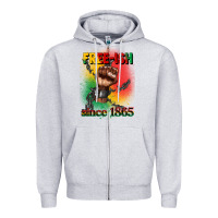 Heather Grey free ish since 1865 juneteenth Zipper Hoodie - CowGirlArtShop