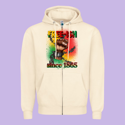 Free Ish Since 1865 Juneteenth Zipper Hoodie Designed By Cowgirlartshop