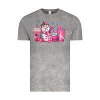 Cloud Rock pink christmas snowman coffee cups Vintage Tee - MaliasSmallBusiness