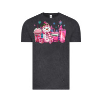 Vintage Black pink christmas snowman coffee cups Vintage Tee - MaliasSmallBusiness